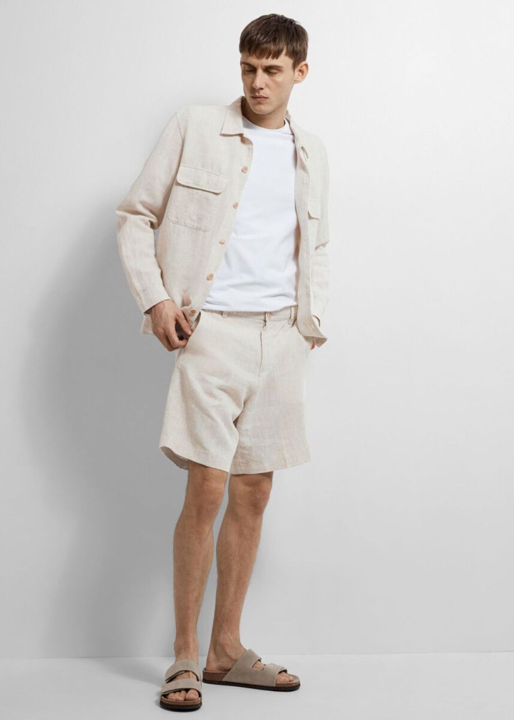 Selected Homme - Slhregular-mads linen shorts noos Pure Cashmere 4 (1)